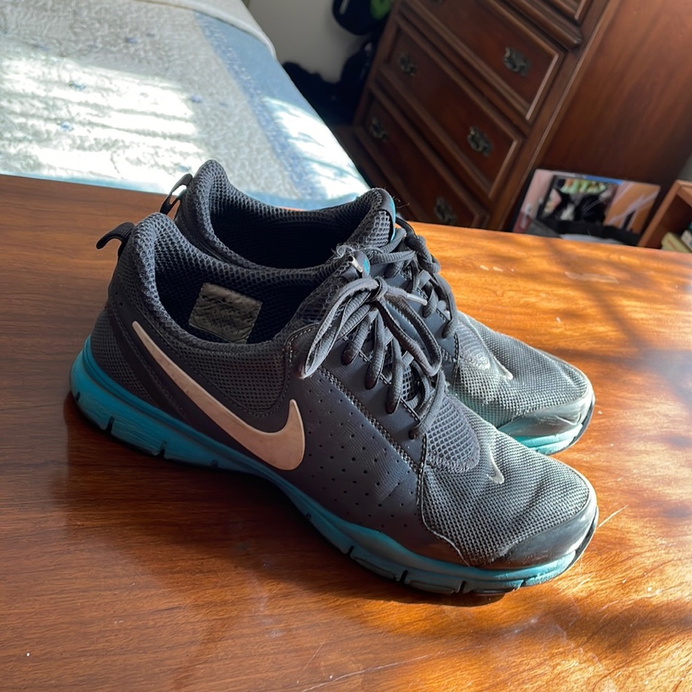 Blue and grey Nike sneakers